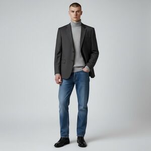 Lauren Ralph Lauren Men 48R Dark Gray Canada Pure New Wool Suit Jacket Blazer